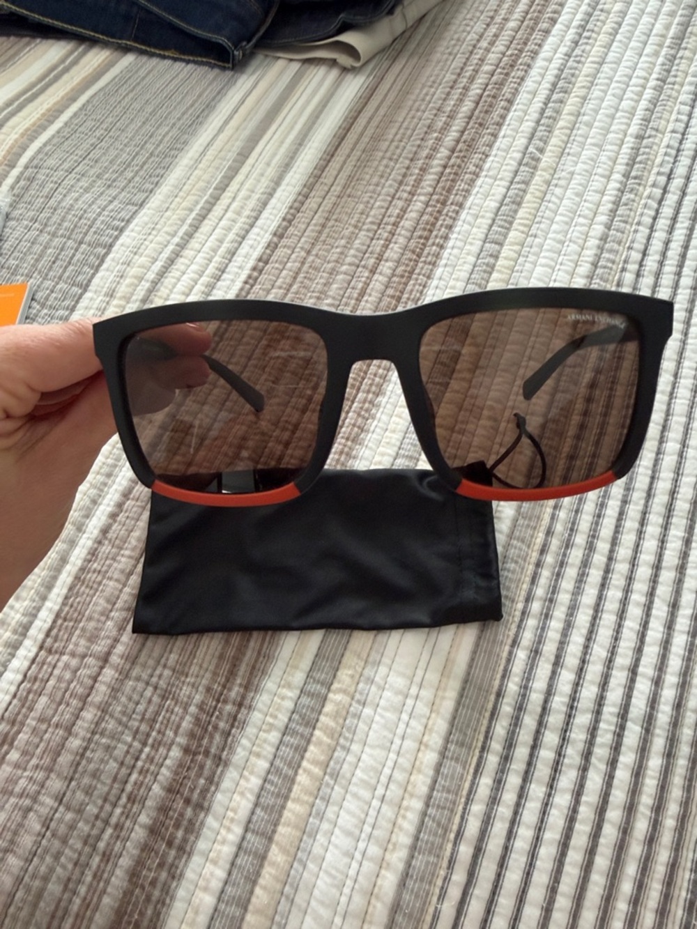 Armani Exchange Black Sunglasses with Orange Accent